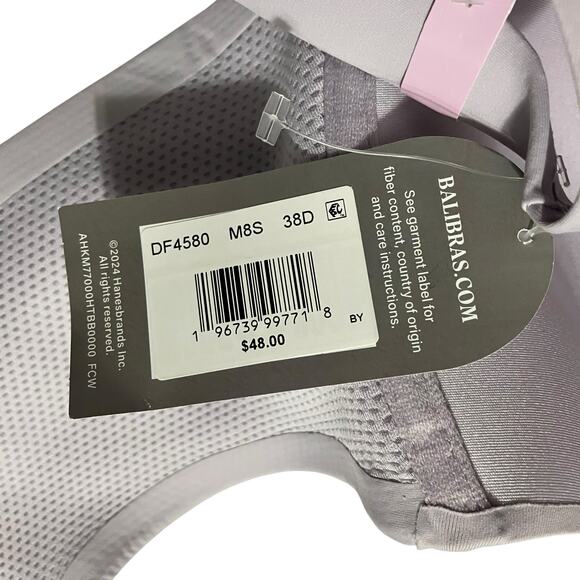 Bali Bra Womens Size 38D Coolest Smoothing Underwire T-Shirt Bra DF4580 Purple - Picture 9 of 9